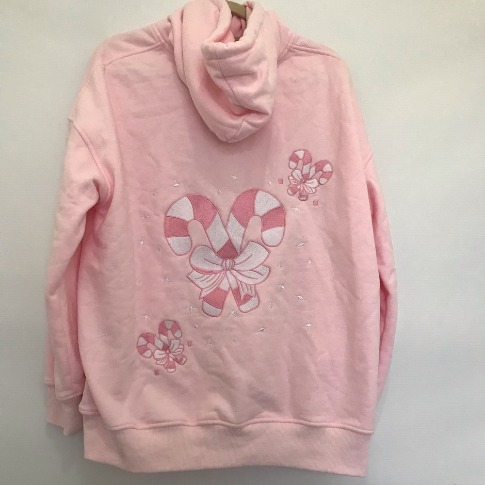 Sumkissed Light Pink Candy Cane Wonderland Hoodie Size M - Picture 4 of 8